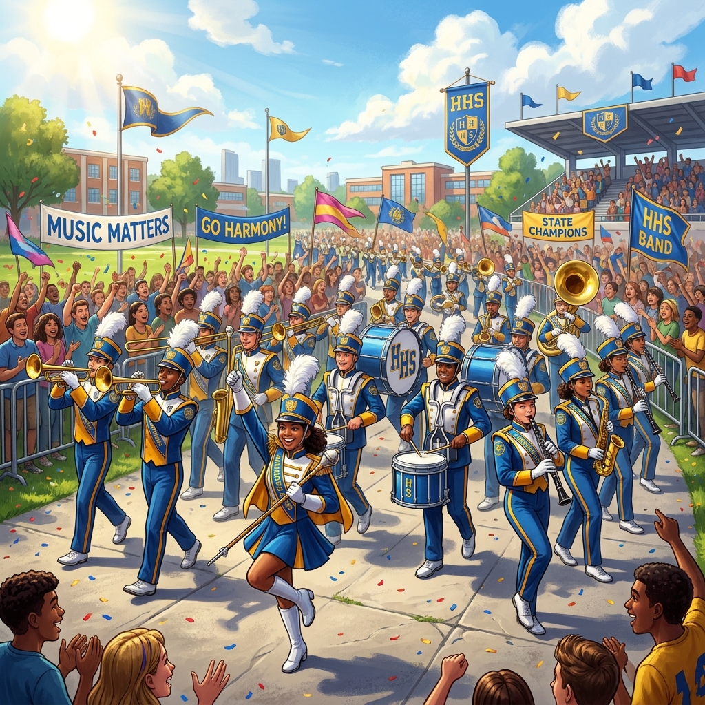 School Marching Band Illustration